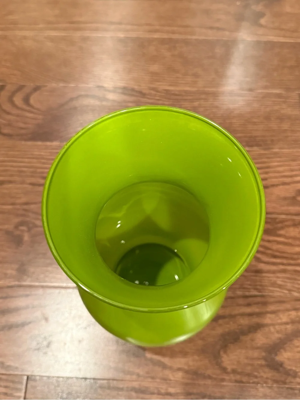 Vibrant Green Curved Glass Vase 9”-